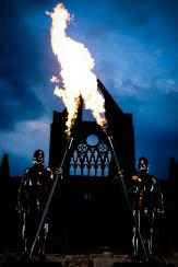 Fire Knights - Flame Holding Armoured Knights - Human Statue Entertainers