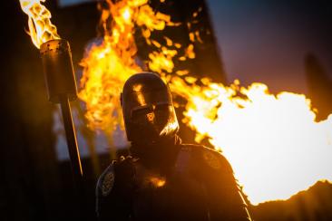 Fire Knights - Flame Holding Armoured Knights - Human Statue Entertainers