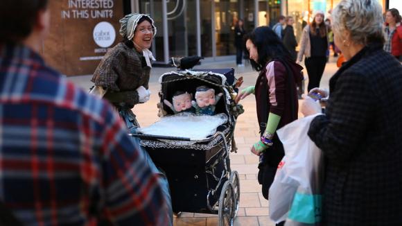Nursie and The Pram - The Opinionated Twins - Puppetry Walkabout Entertainers